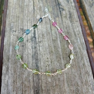 Unique Watermelon tourmaline bracelet.  Available in rose gold filled, gold filled and Sterling silver