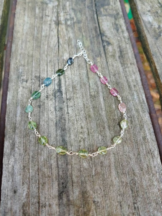 Unique Watermelon tourmaline bracelet.  Available in rose gold filled, gold filled and Sterling silver
