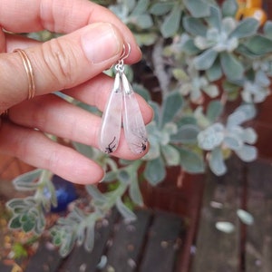 Long black rutilated quartz earrings. Black rutile quartz earrings. Black tourmaline earrings
