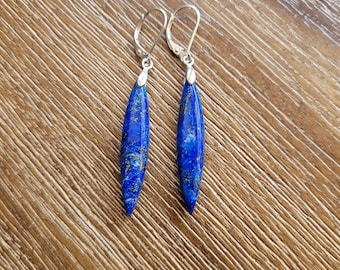 Clearance sale!  Lapis lazuli earrings.  Sterling silver lapis earrings. Marquise shaped lapis lazuli
