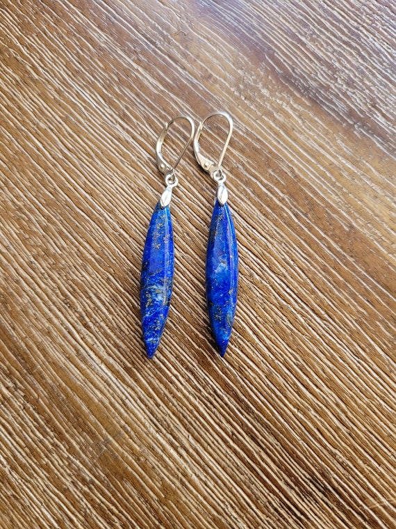 Clearance sale!  Lapis lazuli earrings.  Sterling silver lapis earrings. Marquise shaped lapis lazuli