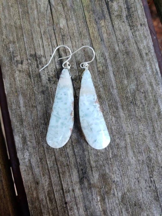 One of a kind larimar earrings. Gold Larimar earrings.  Silver larimar earrings. Rose gold larimar earrings