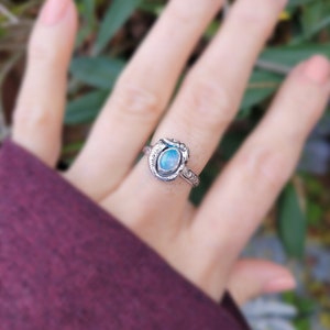 Sterling silver opal mermaid ring.  One of a kind hand made goddess mermaid ring
