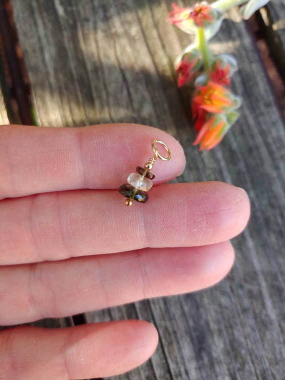 Stacked moldavite and libyan desert glass pendant necklace.  Rose Gold gold filled or sterling silver available.