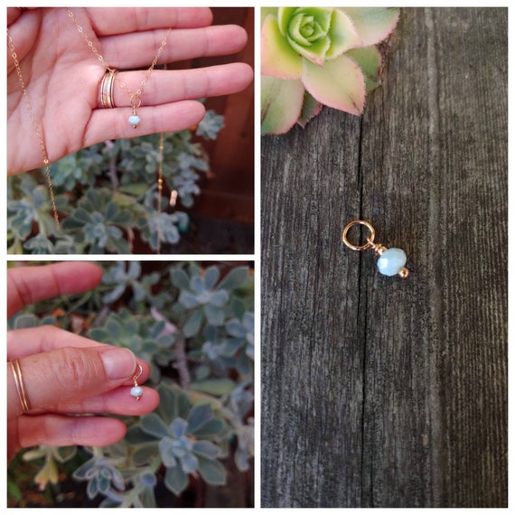 Dainty larimar pendant. Larimar necklace.  Silver larimar.  Gold larimar.  Rose gold larimar necklaces.  Larimar charm
