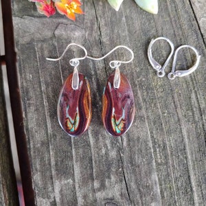 Rare Boulder opal earrings.  Sterling silver boulder opal earrings