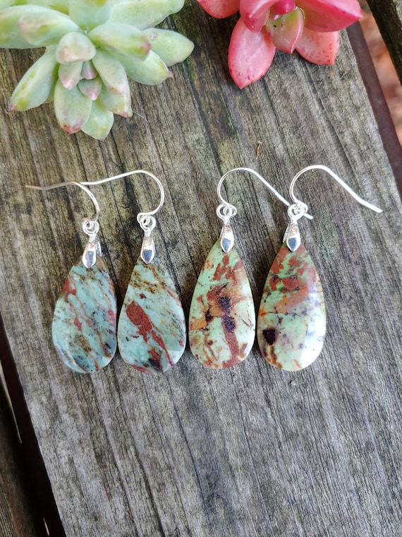 Unique turquoise earrings. Silver turquoise earrings. One of a kind