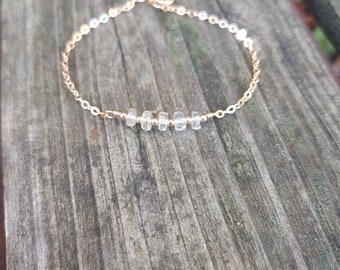 Beaded Libyan desert glass bracelet. Gold or sterling silver or rose gold Libyan glass bracelet. Tektite bracelet. REAL LDG