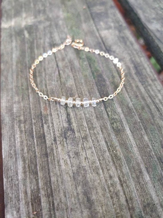 Beaded Libyan desert glass bracelet. Gold or sterling silver or rose gold Libyan glass bracelet. Tektite bracelet. REAL LDG
