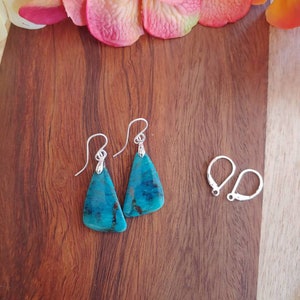 Gorgeous blue chrysocolla earrings. Silver chrysocolla earrings. One of a kind chrysocolla