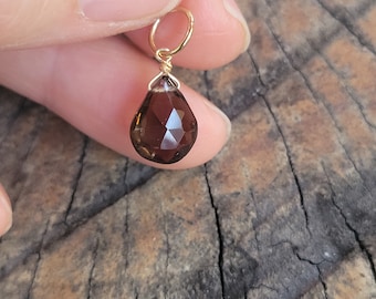 Smoky quartz pendant necklace. Available in pendant only or with necklace. Sterling silver gold and rose gold filled