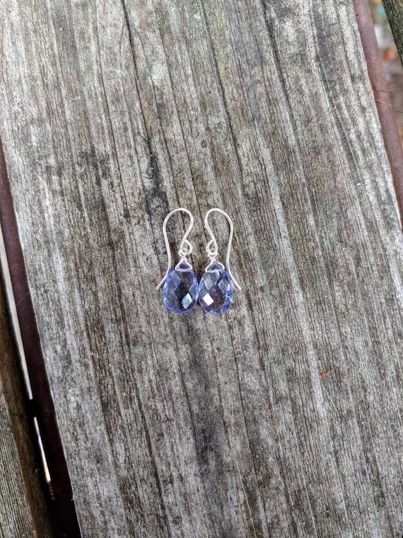 Dainty tanzanite earrings. Your choice of sterling silver, rose gold filled or 14k gold filled. Periwinkle earrings