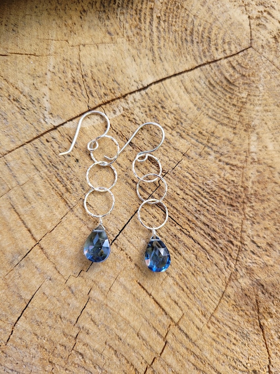 London blue topaz earrings.  Gold or silver available.