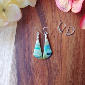 Opalized wood earrings. Sterling silver wood earrings