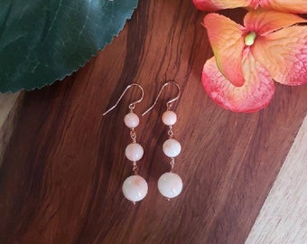 Angel skin coral earrings. From a vintage collection. Your choice of rose gold filled,  gold filled or Sterling silver.