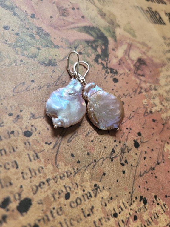 large baroque pearl earrings.  Sterling silver gold filled or rose gold available.