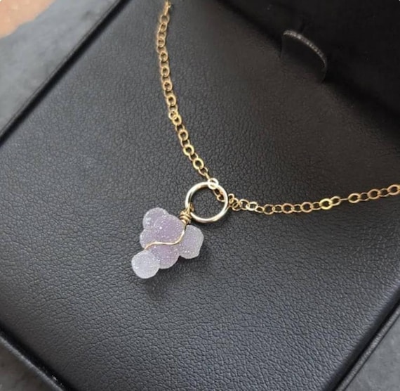 Darling grape agate clusters pendant necklace. Silver, gold or rose gold grape agate necklaces. Dainty grape agate