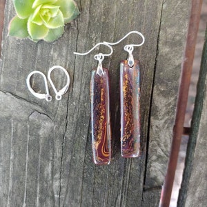 Long boulder opal earrings.  Sterling silver boulder opal earrings