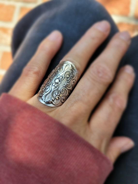 Sterling silver mandala ring.  Made to order large thick band ring. Bohemian ring.