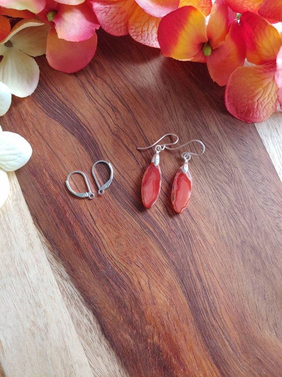 Sterling silver carnelian gemstone earrings.  Gorgeous vibrant orange earrings