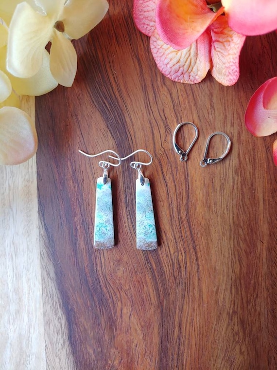 Opalized wood earrings. Sterling silver wood earrings
