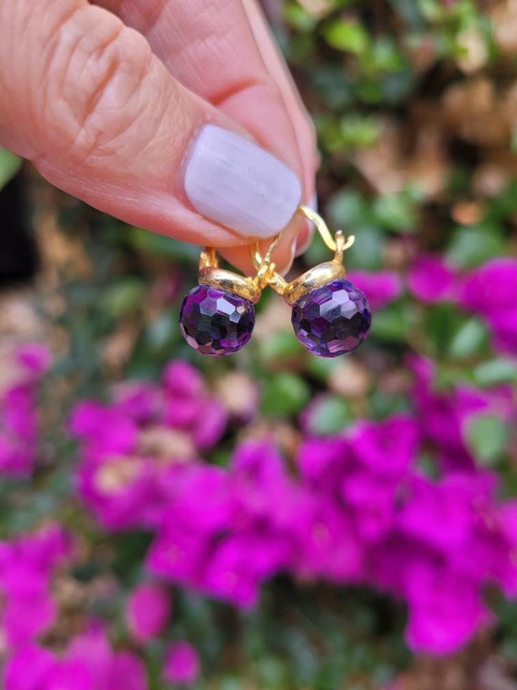 Amythest quartz faceted round elegance in rose gold, gold and sterling silver