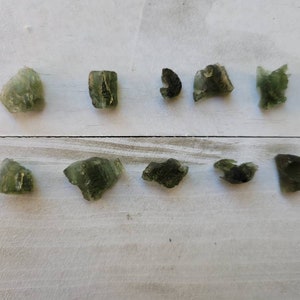 Genuine raw moldavite.  Tektite.  Various sizes.  Rough moldavite