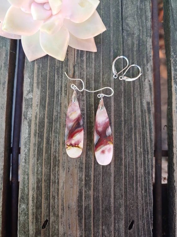 Reserve for Simone Unique Mookaite earrings. Sterling silver mookaite jasper earrings