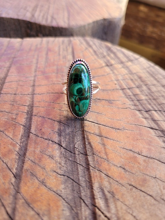Malachite statement ring size 7.  Malachite ring. Gorgeous chunky ring. One of a kind ring. Unique