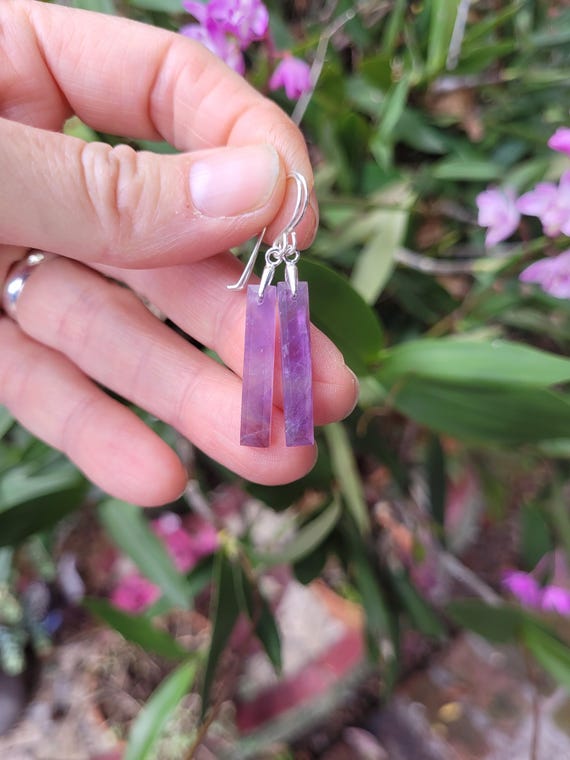 Dainty amethyst earrings. Sterling silver amethyst earrings.