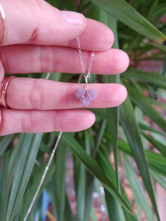 Ultra dainty grape agate clusters pendant necklace. Silver, gold or rose gold grape agate necklaces. Dainty grape agate