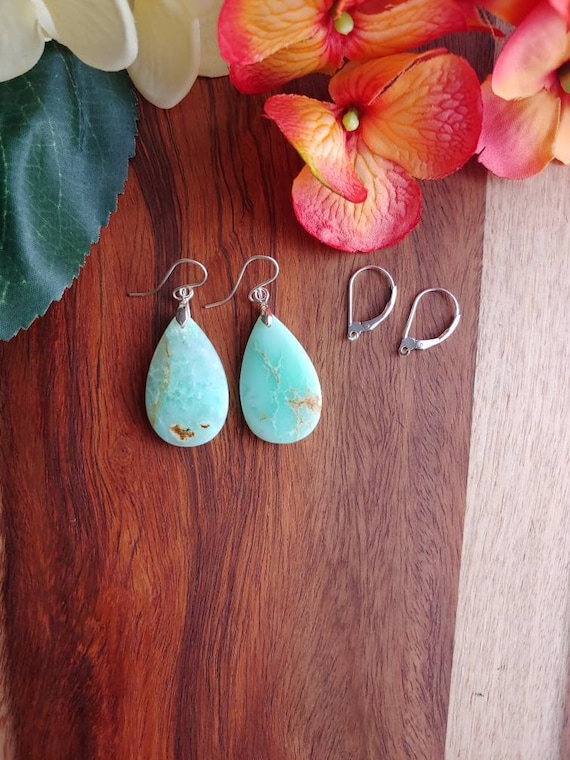 Unique chrysoprase earrings. Silver chrysoprase earrings. One of a kind chrysoprase