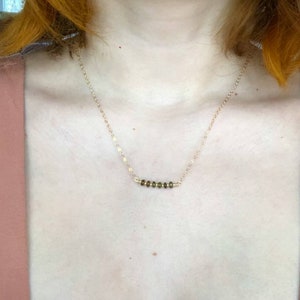 Dainty beaded Moldavite necklace. Tektite necklace. Rose Gold gold filled or sterling silver  available.  REAL Moldavite