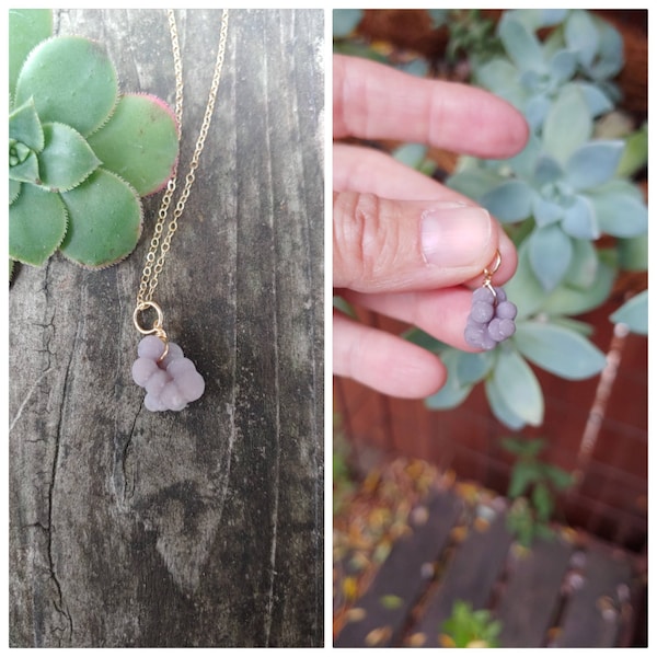 Darling grape agate clusters pendant necklace. Silver, gold or rose gold grape agate necklaces. Dainty grape agate