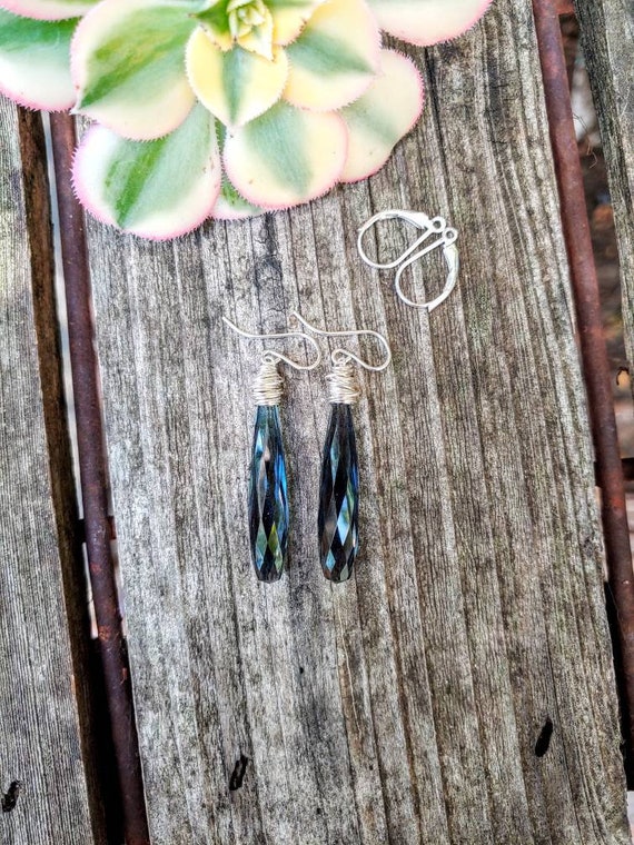 Clearance sale!! London blue topaz earrings. Topaz quartz earrings. Avail in gold filled, rose gold, or sterling silver