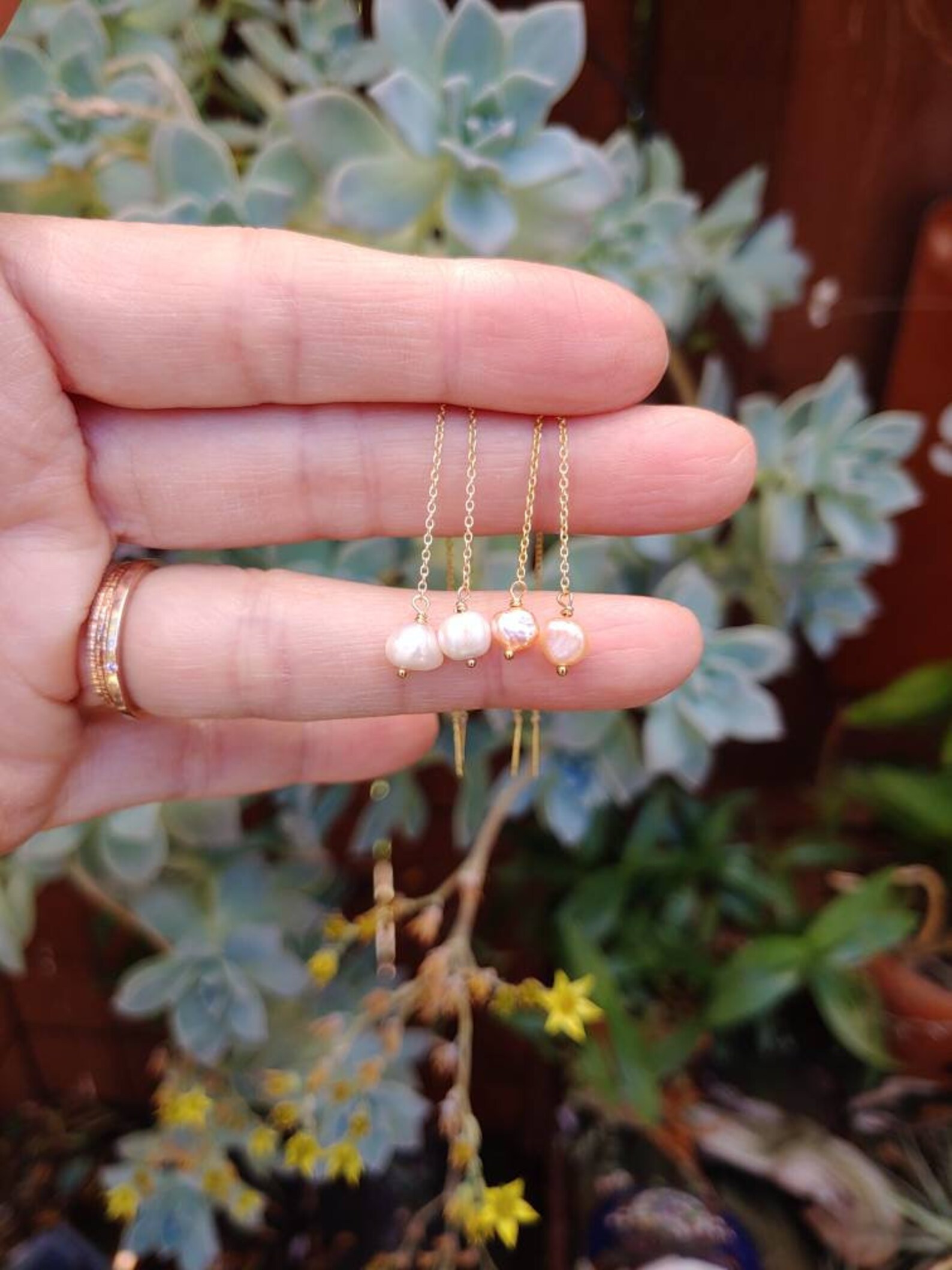 Dainty Pearl Threader Earrings. Long Pearl Earrings. Silver Etsy