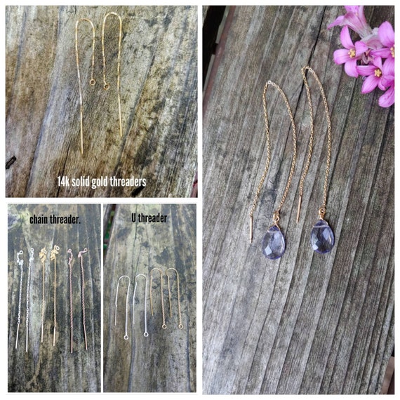 Long Tanzanite earrings. Dangling Tanzanite earrings.  Tanzanite threader earrings. Rose gold filled, gold filled and sterling silver avail