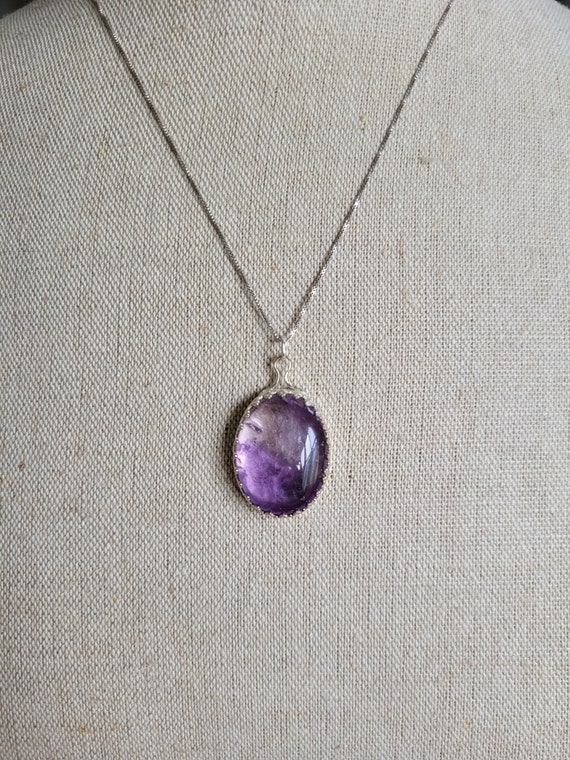 Dual color  amethyst pendant necklace. Sterling silver unique amethyst necklace