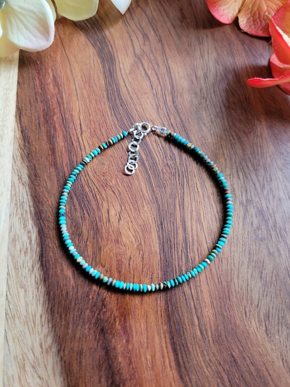 Ultra dainty tibetan turquoise bracelet. Sterling silver, gold or rose gold filled turquoise bracelet
