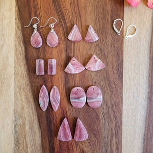Dainty rhodochrosite earrings. Sterling silver rhodochrosite earrings