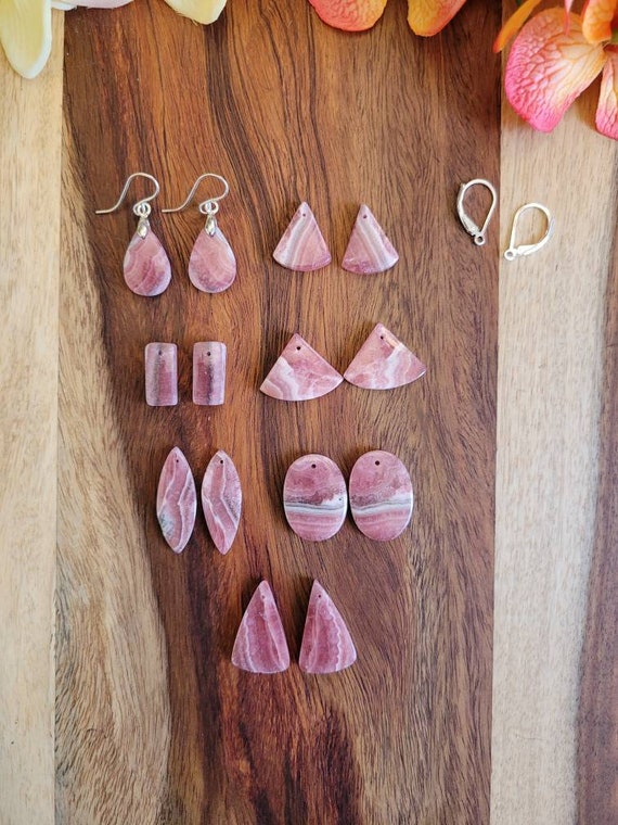 Dainty rhodochrosite earrings. Sterling silver rhodochrosite earrings