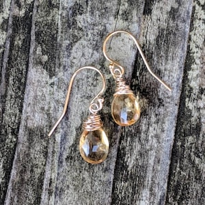 Dainty citrine earrings. Gold citrine earrings.  Silver citrine earrings. Rose gold citrine earrings