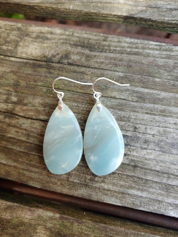 Teardrop amazonite earrings. Sterling silver amazonite earrings