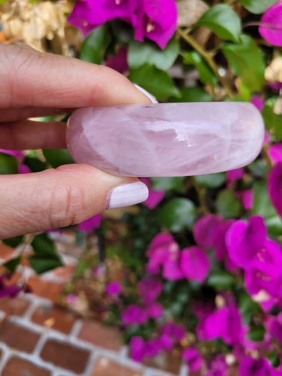Chunky rose quartz bangle bracelet. Heart chakra bracelet.  Medium rose quartz bangle