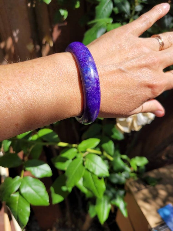 Rare charoite bangle bracelet.  Chunky charoite bracelet. Thick purple bracelet