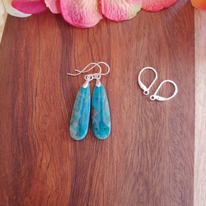Gorgeous blue chrysocolla earrings. Silver chrysocolla earrings. One of a kind chrysocolla