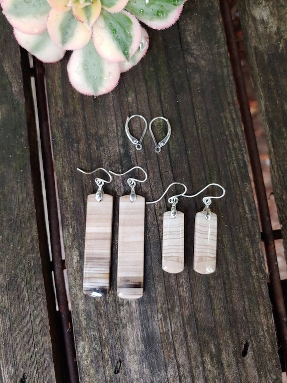 Petrified wood earrings. Wood earrings. Real birch tree wood earrings