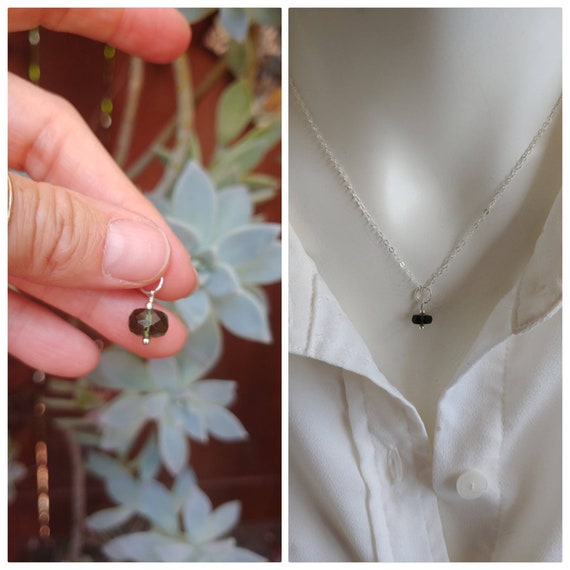 Genuine moldavite 8mm pendant necklace. Tektite necklace. Gold, Rose Gold or sterling silver available.