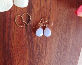 Sweet blue lace agate earrings.  Available in silver, gold, and rose gold filled