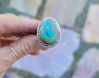 Unique royston ribbon turquoise ring. Sterling silver turquoise ring. Made to order in your size